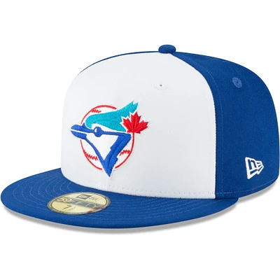 Casquette ajustée 59FIFTY en laine de la collection Cooperstown des Toronto Blue Jays New Era pour homme, blanche