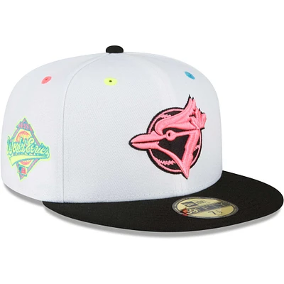 Men's New Era White Toronto Blue Jays Neon Eye 59FIFTY Fitted Hat