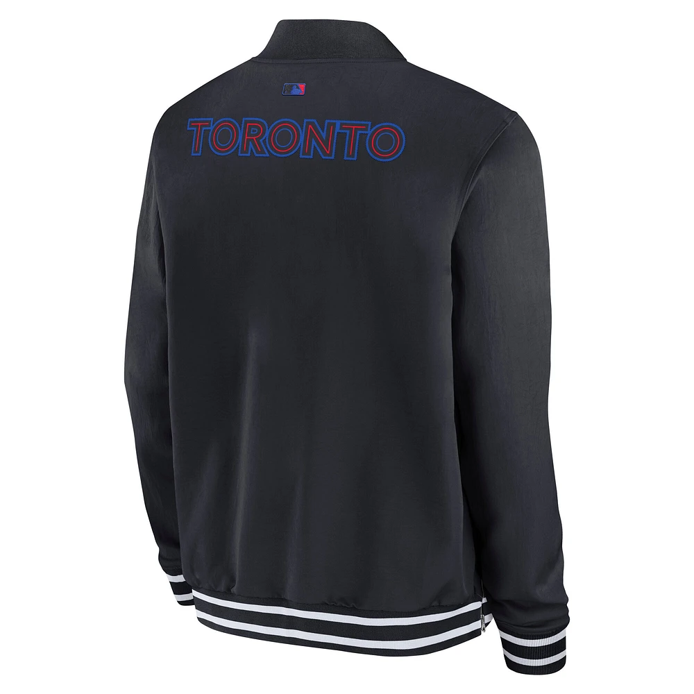 Men's Nike  Black Toronto Blue Jays Authentic Collection City Connect Full-Zip Bomber Jacket