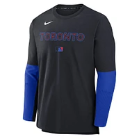 Men's Nike  Black Toronto Blue Jays Authentic Collection City Connect Lightweight Player Tri-Blend Performance Long Sleeve T-Shirt