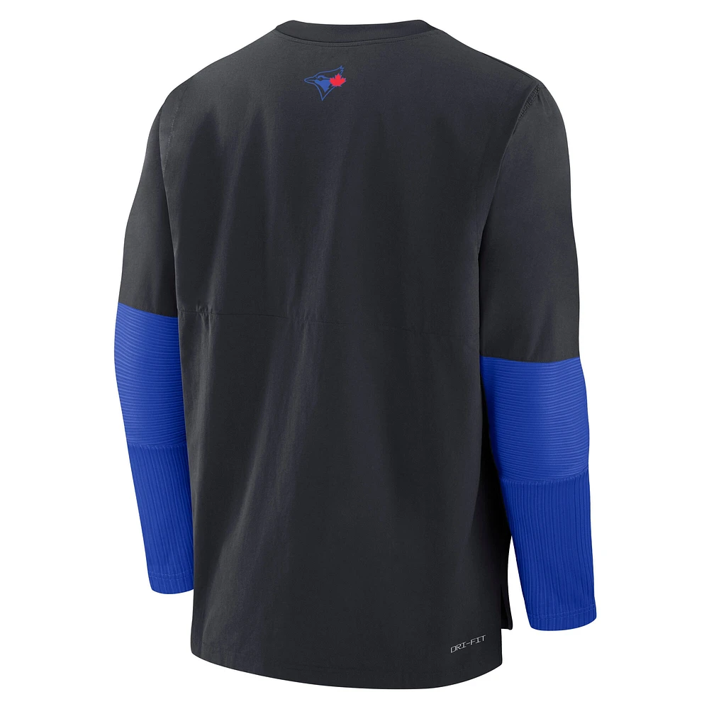 Men's Nike  Black Toronto Blue Jays Authentic Collection City Connect Lightweight Player Tri-Blend Performance Long Sleeve T-Shirt