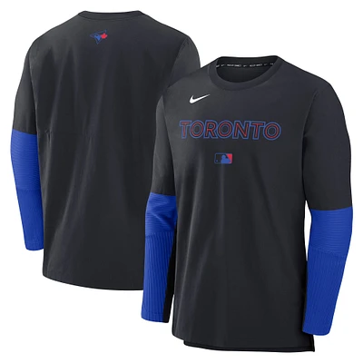 Men's Nike  Black Toronto Blue Jays Authentic Collection City Connect Lightweight Player Tri-Blend Performance Long Sleeve T-Shirt