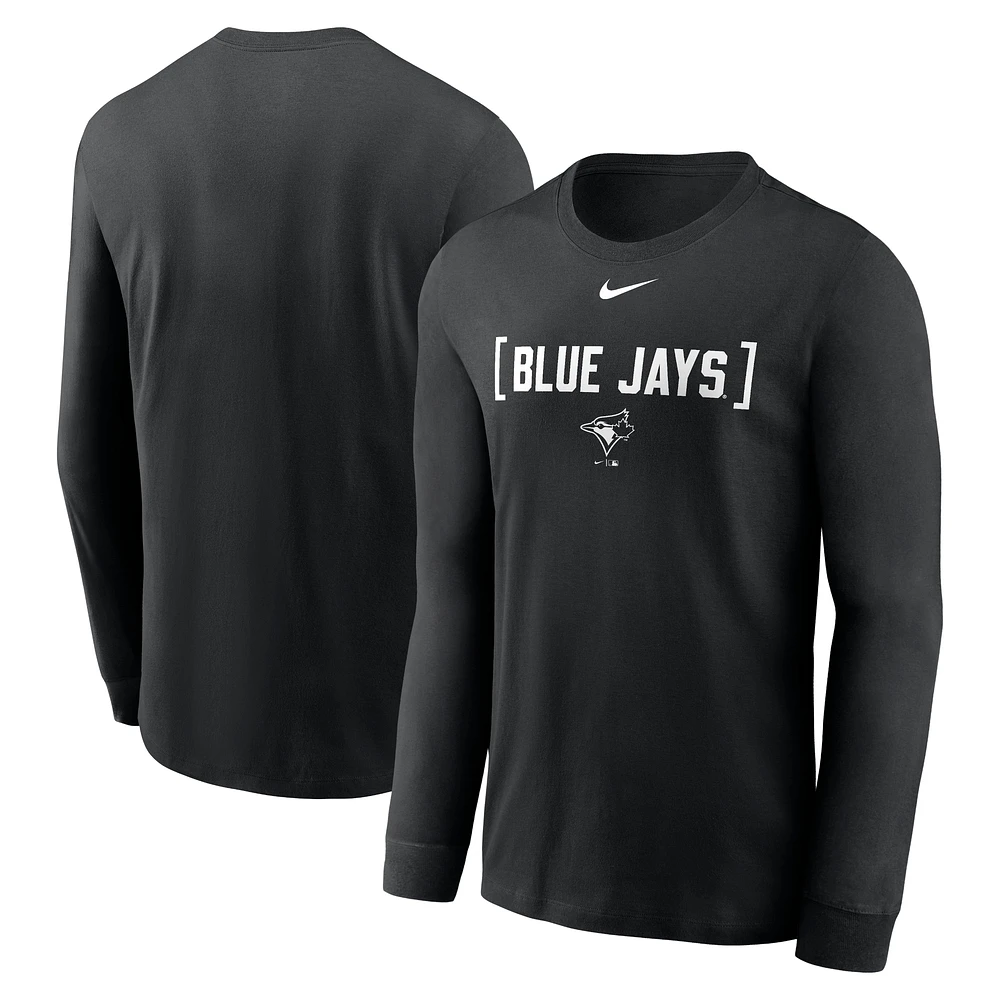 T-shirt à manches longues Nike noir pour homme avec surnom local des Blue Jays de Toronto