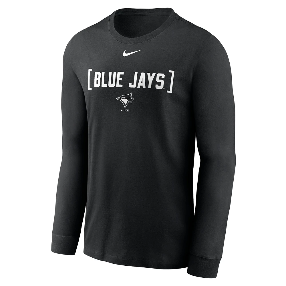 T-shirt à manches longues Nike noir pour homme avec surnom local des Blue Jays de Toronto