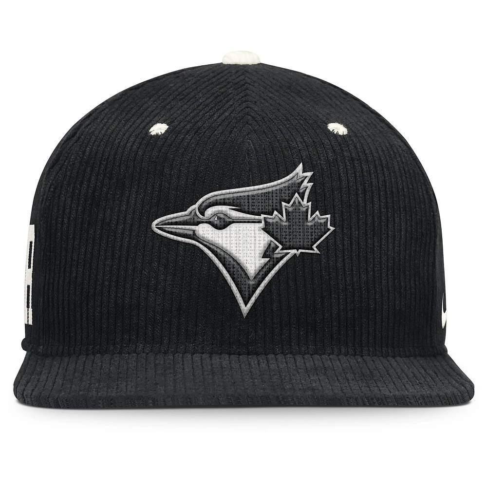 Casquette Nike Toronto Blue Jays Pro Performance en velours côtelé noir pour homme