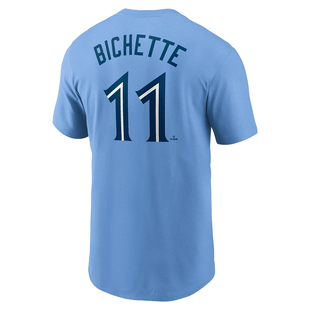 T-shirt avec nom et numéro Nike Bo Bichette pour hommes, bleu poudre, Toronto Blue Jays Fuse