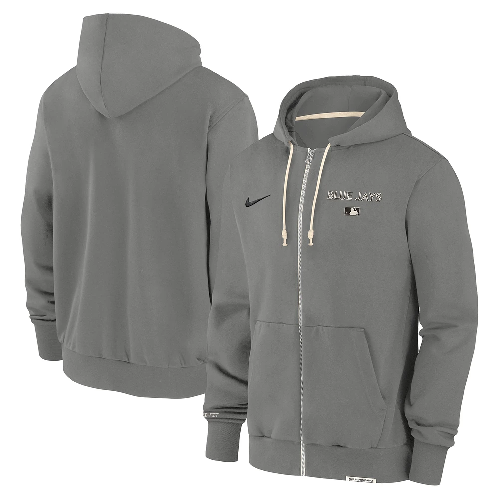Sweat à capuche entièrement zippé Nike Charcoal Toronto Blue Jays Authentic Collection Travel Performance pour homme