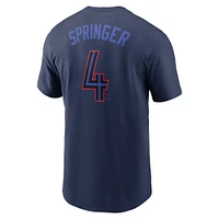 T-shirt avec nom et numéro Nike George Springer pour hommes, bleu marine, Toronto Blue Jays 2024 City Connect