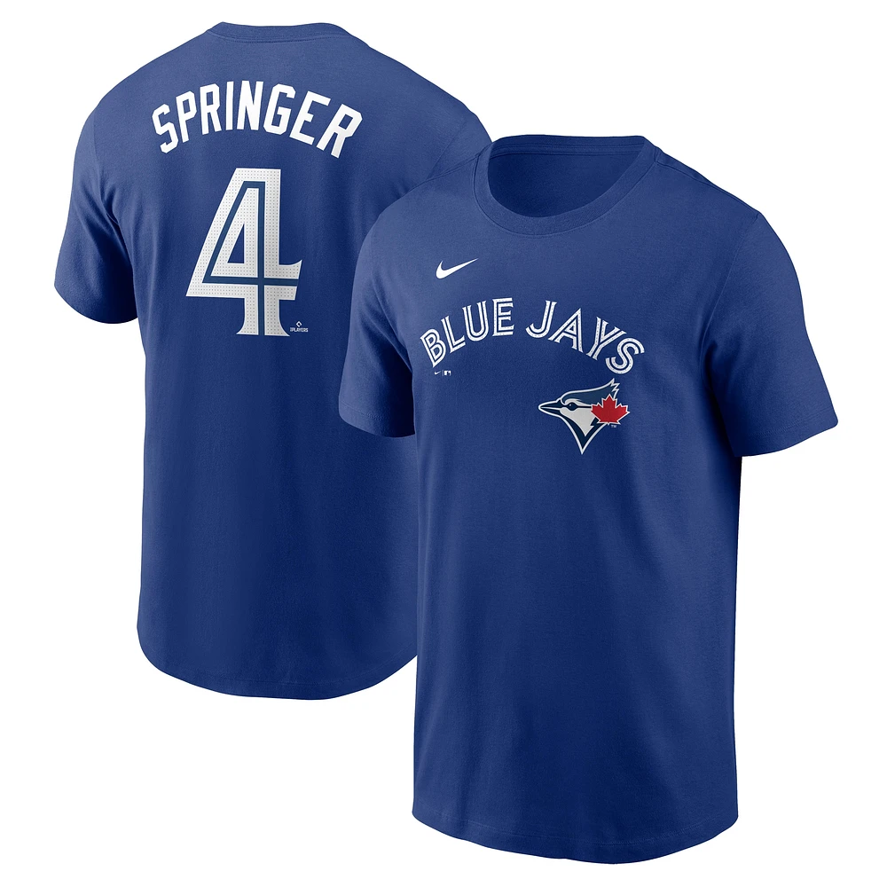 T-shirt Nike George Springer Royal Toronto Blue Jays Fuse pour homme avec nom et numéro