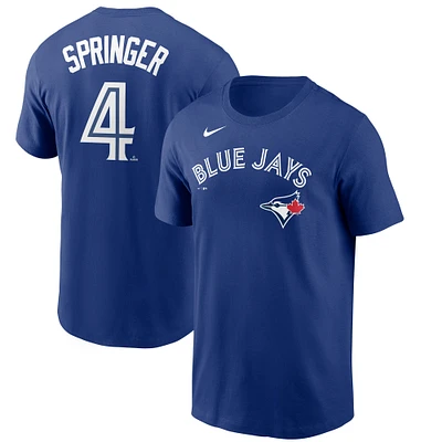 T-shirt avec nom et numéro Nike George Springer Royal des Blue Jays de Toronto pour hommes