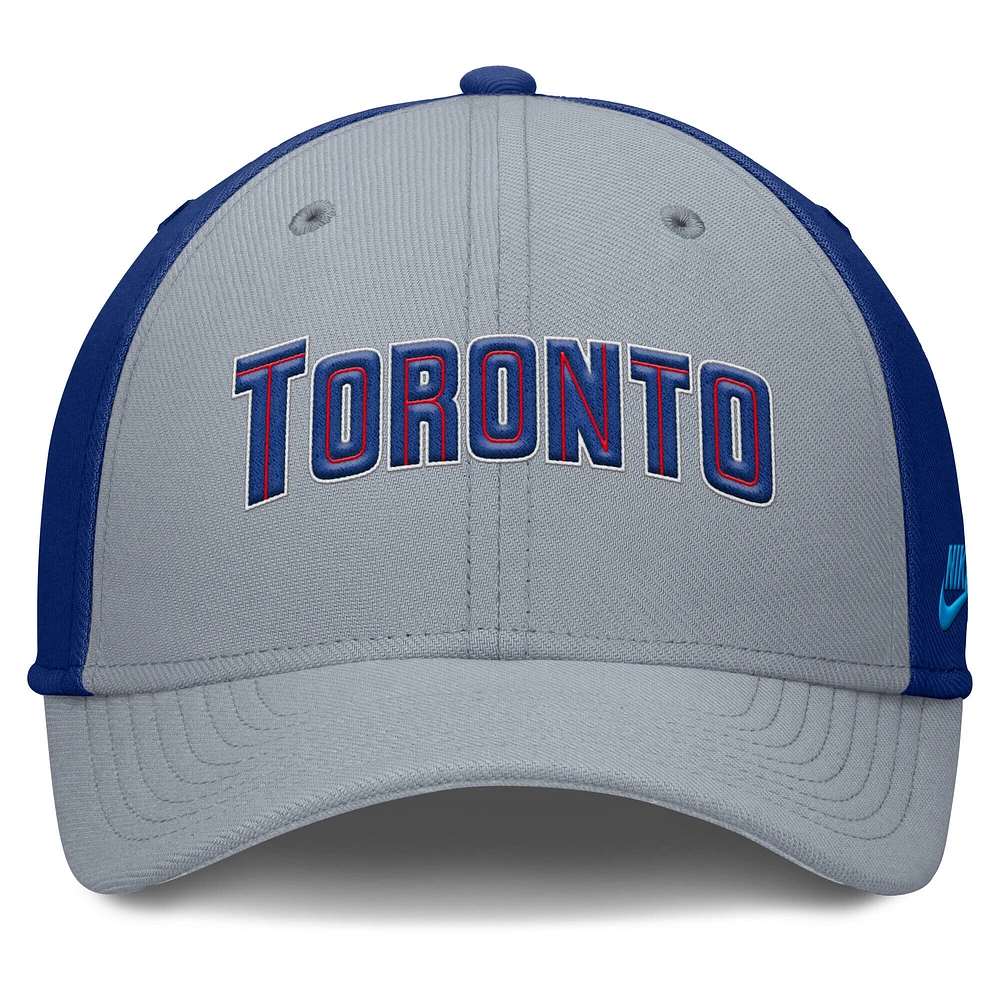 Men's Nike Gray/Royal Toronto Blue Jays Rise Swoosh Performance Flex Hat