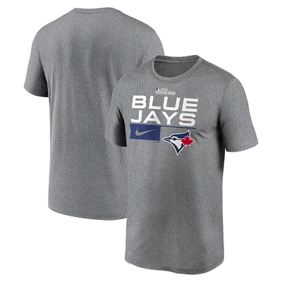 T-shirt Nike Heather Charcoal Toronto Blue Jays 2023 Postseason Legend Performance pour homme