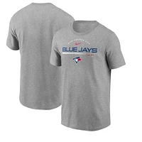 T-shirt Nike gris chiné de performance l'équipe des Blue Jays Toronto pour hommes