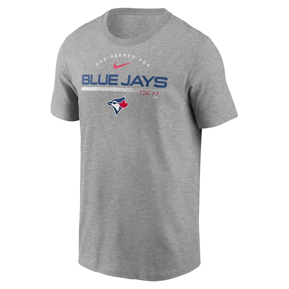 T-shirt Nike gris chiné de performance l'équipe des Blue Jays Toronto pour hommes