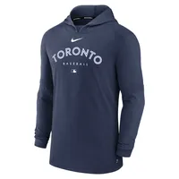 Men's Nike Heather Navy Toronto Blue Jays Authentic Collection Early Work Tri-Blend Performance Pullover Hoodie