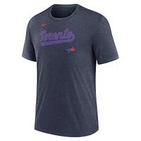 T-shirt Nike bleu marine chiné City Connect Tri-Blend pour homme des Blue Jays de Toronto