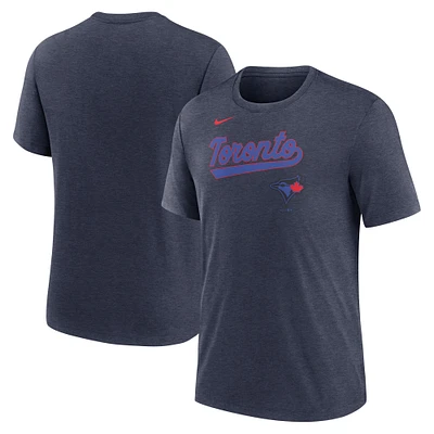 T-shirt Nike bleu marine chiné City Connect Tri-Blend pour homme des Blue Jays de Toronto