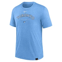 T-shirt Performance à trois mélanges Early Work des Toronto Blue Jays Nike pour homme, bleu chiné poudré