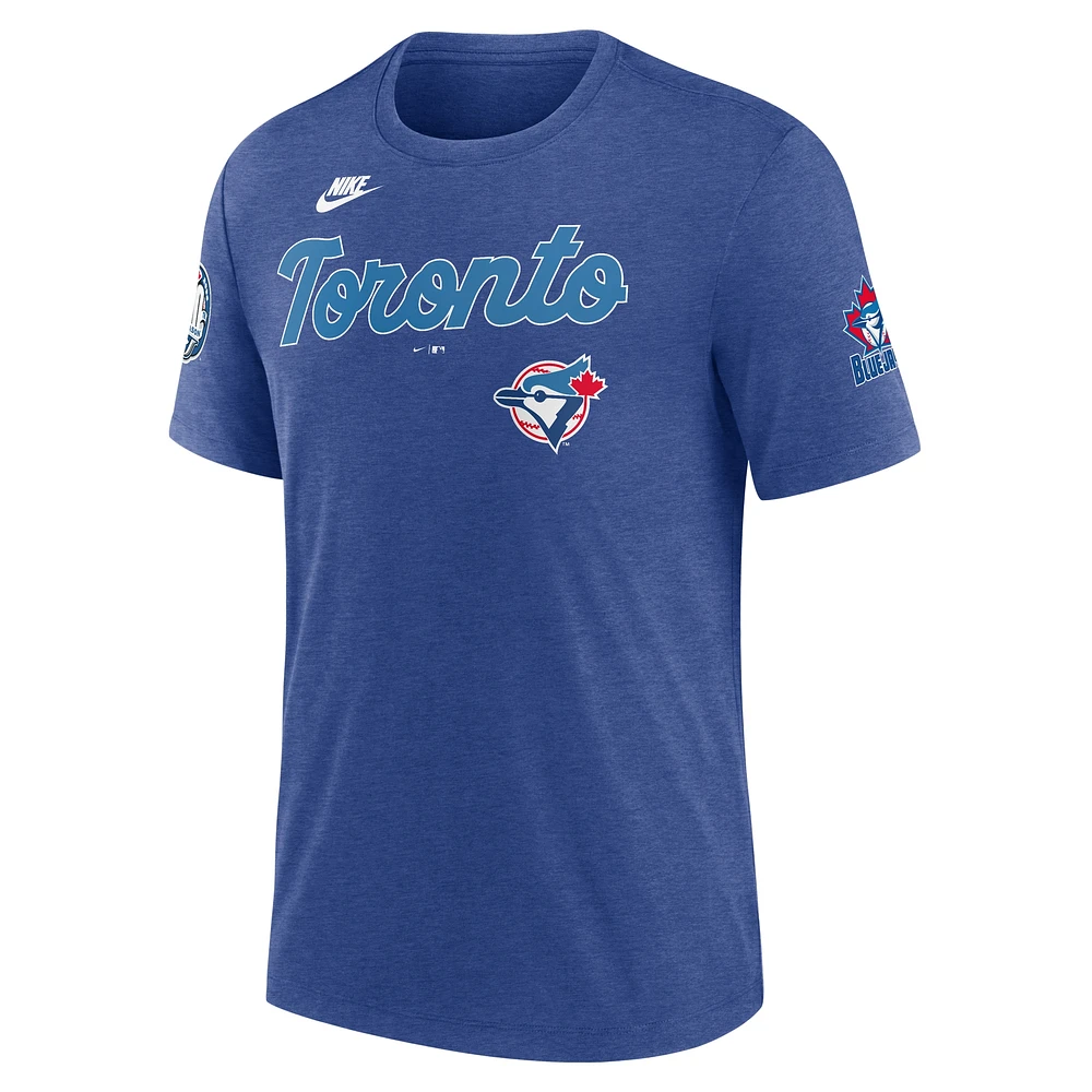Men's Nike Heather Royal Toronto Blue Jays Cooperstown Collection Eras Tri-Blend T-Shirt
