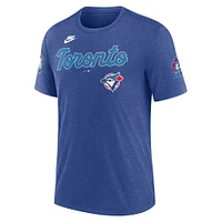 T-shirt Nike pour homme, collection Cooperstown, bleu chiné, Toronto Blue Jays, Eras Tri-Blend