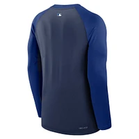 Men's Nike Navy/Royal Toronto Blue Jays Authentic Collection Game Time Raglan Performance Long Sleeve T-Shirt