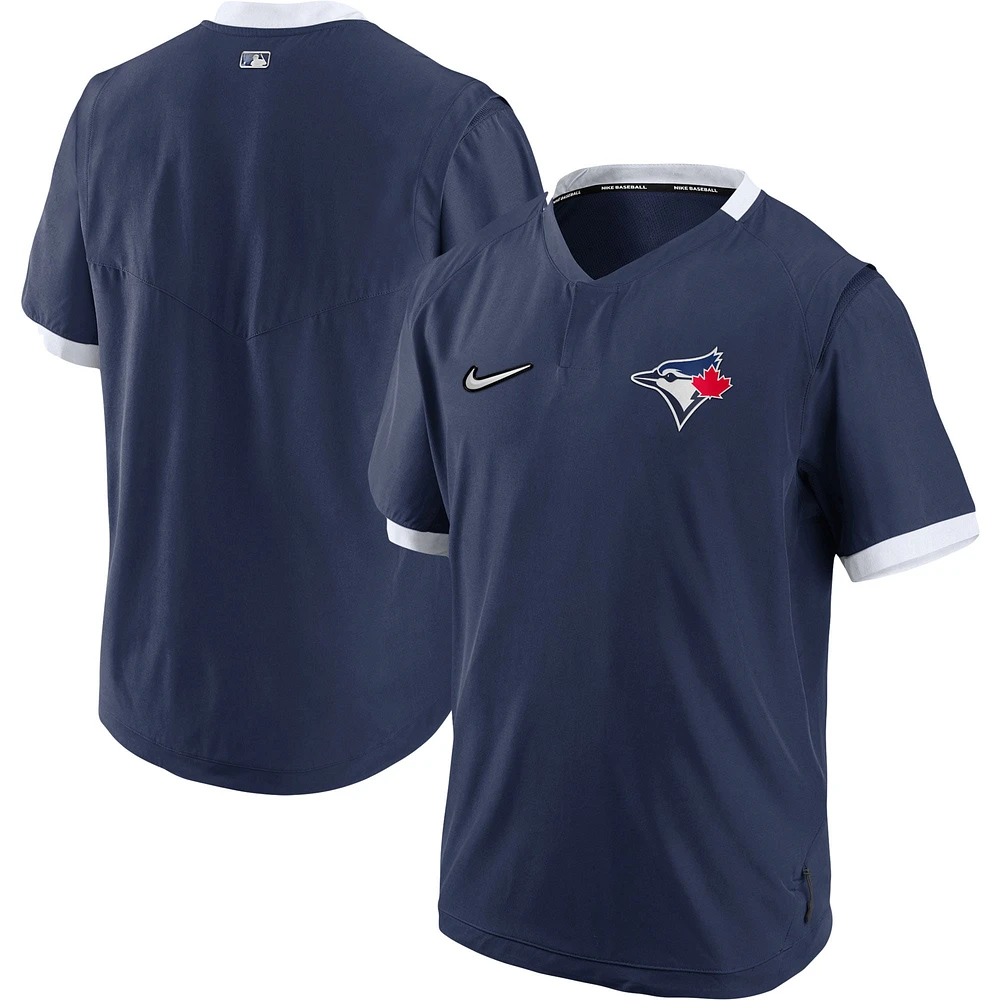 Men's Nike Navy/White Toronto Blue Jays Authentic Collection Short Sleeve Hot Pullover Jacket