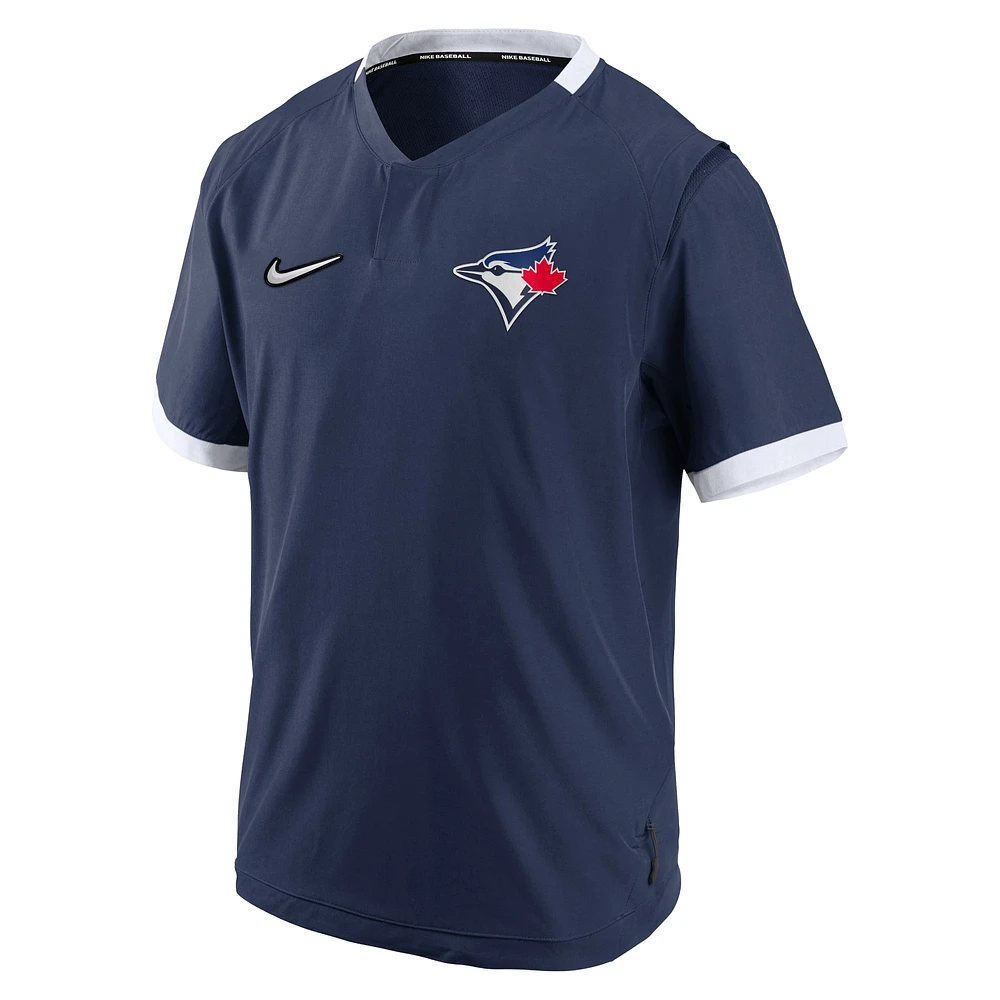 Men's Nike Navy/White Toronto Blue Jays Authentic Collection Short Sleeve Hot Pullover Jacket