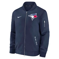 Veste aviateur entièrement zippée Nike bleu marine Toronto Blue Jays Authentic Collection Dugout pour homme