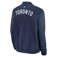 Veste aviateur entièrement zippée Nike bleu marine Toronto Blue Jays Authentic Collection Dugout pour homme