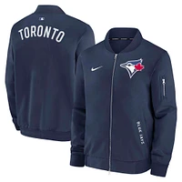 Veste aviateur entièrement zippée Nike bleu marine Toronto Blue Jays Authentic Collection Dugout pour homme