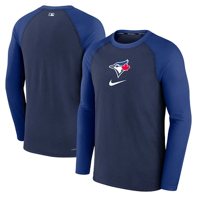 Men's Nike Navy Toronto Blue Jays Authentic Collection Game Raglan Performance Long Sleeve T-Shirt