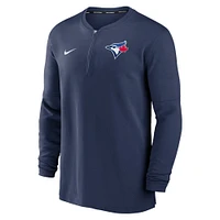 Haut à quart de zip Nike pour hommes, bleu marine, collection authentique des Blue Jays Toronto, Game Time Performance