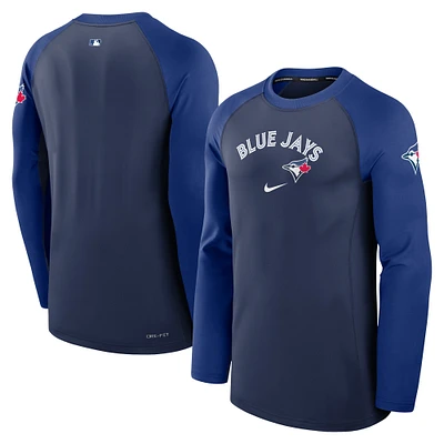 Men's Nike Navy Toronto Blue Jays Authentic Collection Game Time Raglan Performance Long Sleeve T-Shirt