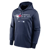 Men's Nike Navy Toronto Blue Jays Authentic Collection Logo Stack Performance Pullover Hoodie