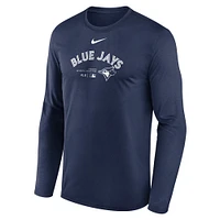 T-shirt à manches longues Nike bleu marine pour hommes des Blue Jays de Toronto Authentic Collection Performance