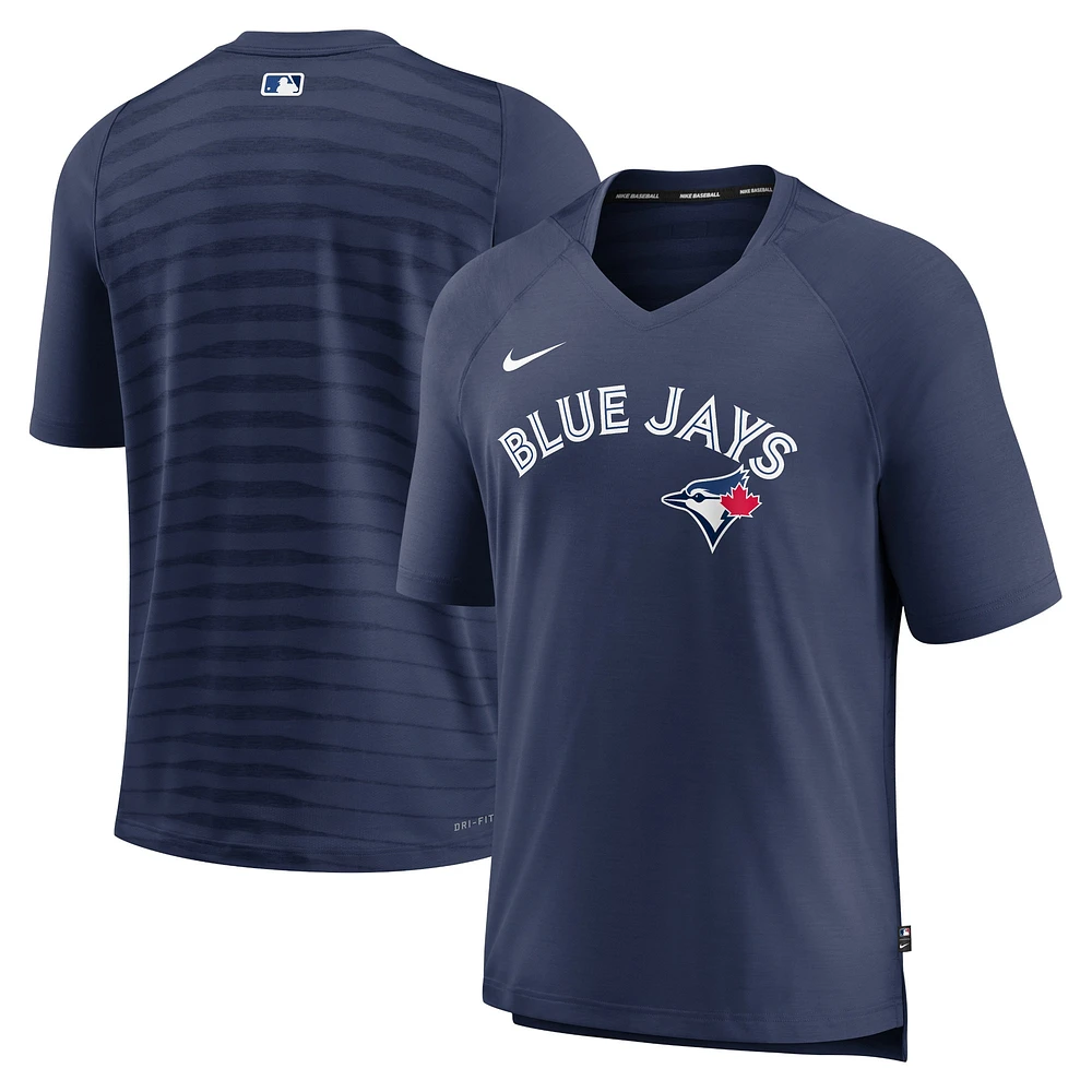 T-shirt à encolure en V Performance raglan d'avant-match Nike Blue Jays de Toronto pour homme, bleu marine