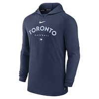 Men's Nike  Navy Toronto Blue Jays Authentic Collection Tri-Blend Performance Pullover Hoodie