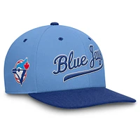 Casquette Nike Cooperstown Pro Performance Snapback pour homme bleu poudre/bleu royal Toronto Blue Jays