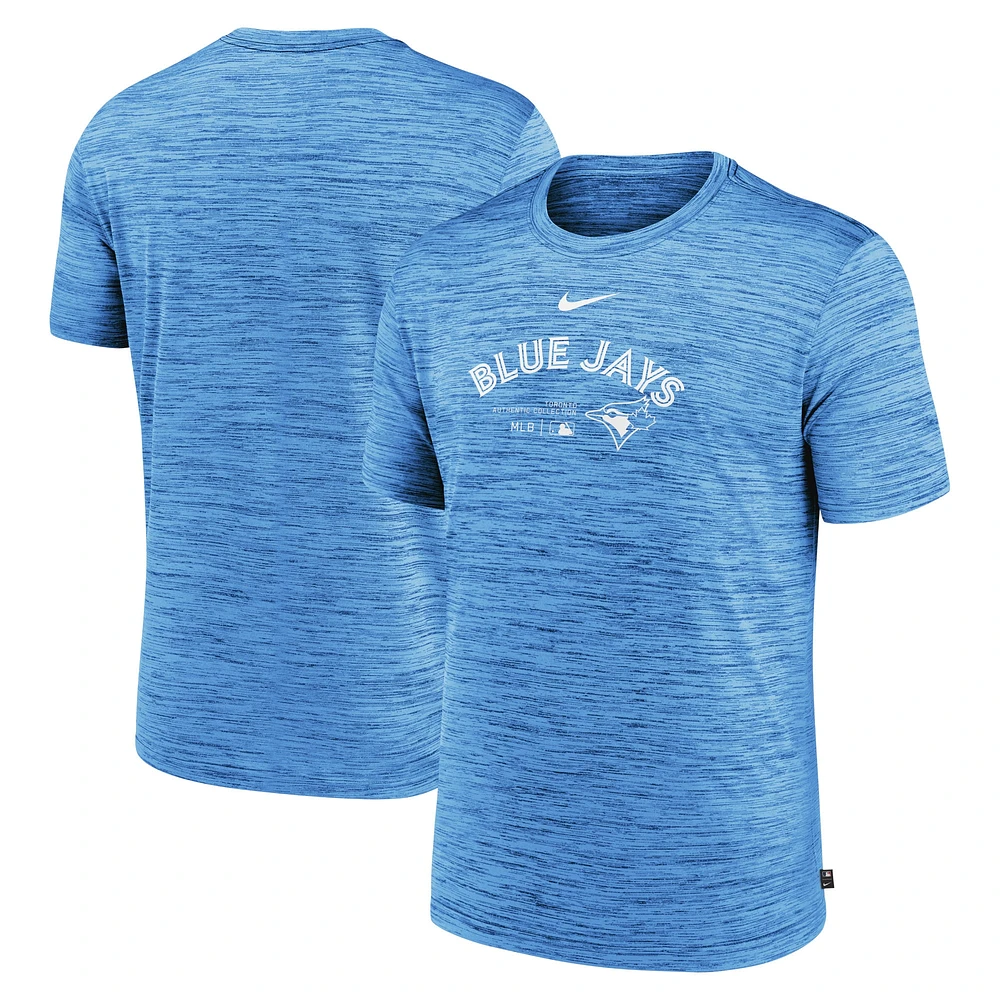 T-shirt d'entraînement Velocity Performance Nike bleu poudré pour hommes des Blue Jays de Toronto Authentic Collection