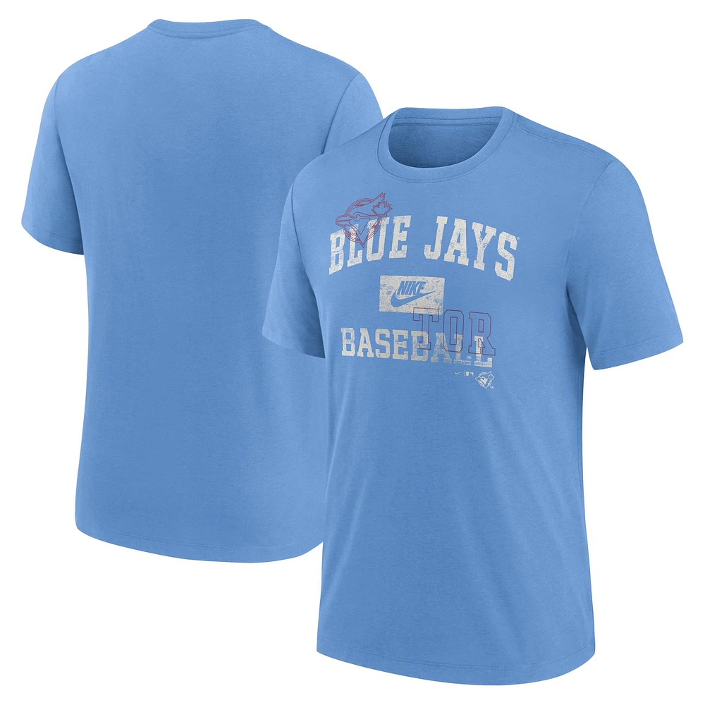 T-shirt à trois mélanges Nike pour hommes, bleu poudre, Toronto Blue Jays, Cooperstown Arch Threads