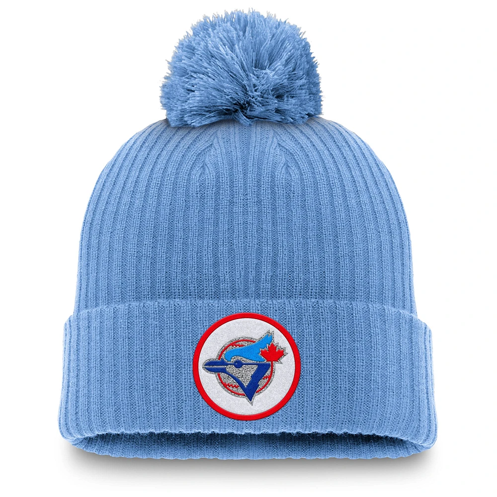 Men's Nike Powder Blue Toronto Blue Jays Cooperstown Collection Patch Cuffed Knit Hat with Pom