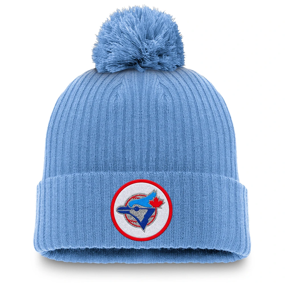 Bonnet en tricot à revers avec pompon Nike bleu poudre Toronto Blue Jays pour homme