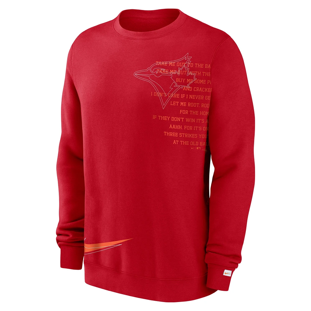 Men's Nike Red Toronto Blue Jays Statement Ball Game Fleece Pullover Sweatshirt