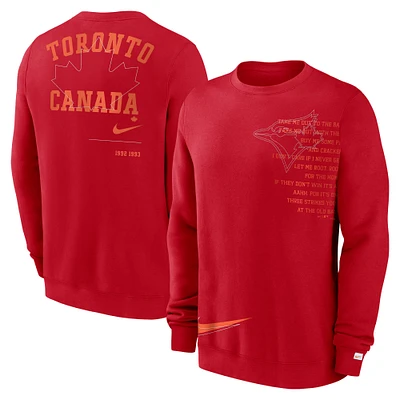 Men's Nike Red Toronto Blue Jays Statement Ball Game Fleece Pullover Sweatshirt