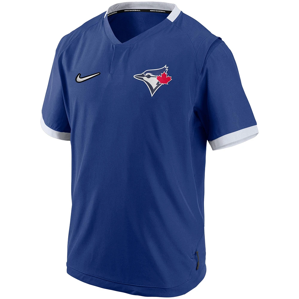 Men's Nike Royal/White Toronto Blue Jays Authentic Collection Short Sleeve Hot Pullover Jacket