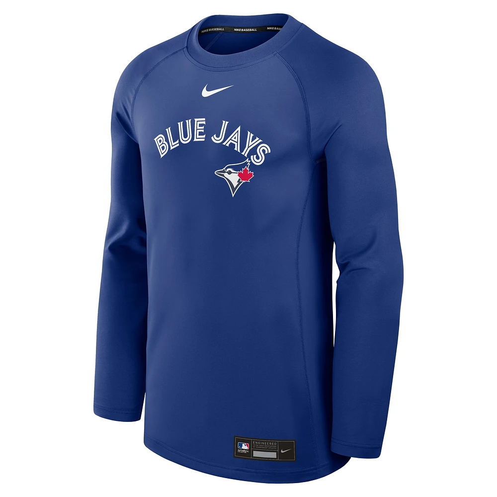 Men's Nike Royal Toronto Blue Jays Authentic Collection Game Time Raglan Performance Long Sleeve T-Shirt