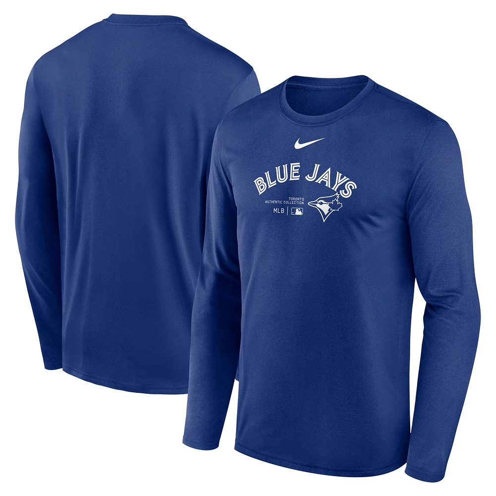 T-shirt à manches longues Nike Royal Toronto Blue Jays Authentic Collection Practice Performance pour hommes