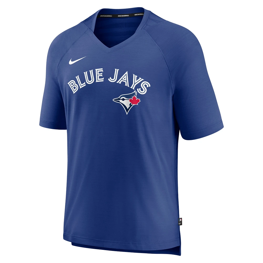 T-shirt à col en V raglan de performance d'avant-match Nike Royal Toronto Blue Jays Authentic Collection pour homme