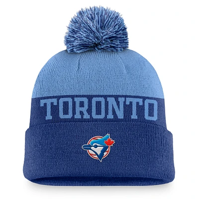 Bonnet en tricot à revers Nike Royal Toronto Blue Jays Rewind Peak pour hommes avec pompon