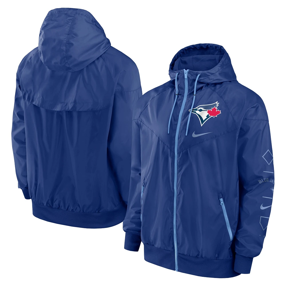 Coupe-vent à fermeture éclair intégrale Nike Royal Toronto Blue Jays Windrunner pour homme